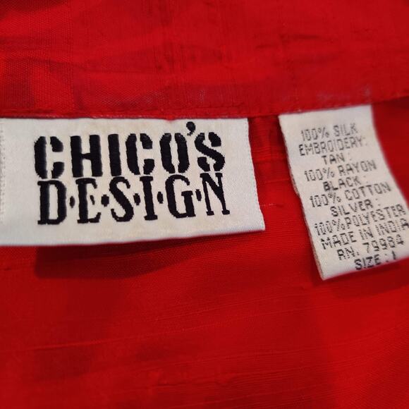 Chico's Design Silk Floral Embroidered Shirt Button Up - Picture 11 of 11